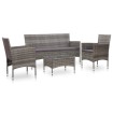 Set de muebles de jardín 4 pzas y cojines ratán sintético gris