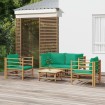 Set de muebles de jardín 5 piezas bambú con cojines verde