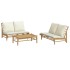 Set de muebles de jardín 3 piezas bambú y cojines blanco