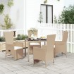 Set comedor de jardín 5 pzas con cojines ratán sintético beige