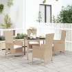 Set comedor de jardín 5 pzas con cojines ratán sintético beige