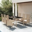 Set comedor de jardín 7 pzas con cojines ratán sintético beige