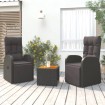 Juego muebles jardín 3 pzas madera acacia ratán sintético negro