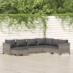 Set de muebles de jardín 7 pzas y cojines ratán sintético gris