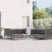 Set de muebles de jardín 9 pzas y cojines ratán sintético gris