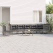 Set de muebles de jardín 8 pzas y cojines ratán sintético gris