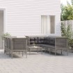 Set de muebles de jardín 9 pzas y cojines ratán sintético gris