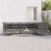 Set de muebles de jardín 8 pzas y cojines ratán sintético gris