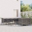 Set de muebles de jardín 8 pzas y cojines ratán sintético gris