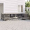 Set de muebles de jardín 10 pzas y cojines ratán sintético gris