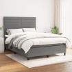 Cama box spring con colchón tela gris oscuro 140x200 cm