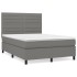 Cama box spring con colchón tela gris oscuro 140x200