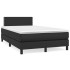 Cama box spring con colchón cuero sintético negro 120x200