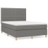 Cama box spring con colchón tela gris oscuro 140x190