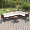 Set muebles de jardín 8 pzas y cojines ratán sintético marrón