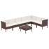 Set muebles de jardín 8 pzas y cojines ratán sintético