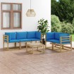 Juego de muebles de jardín 6 piezas con cojines azul claro