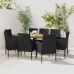 idaXL Juego de comedor de jardín 9 piezas ratán sintético negro