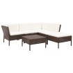 Set muebles de jardín 6 piezas y cojines ratán sintético marrón