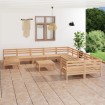 Juego de muebles de jardín 12 piezas madera maciza de pino