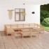 Juego de muebles de jardín 12 piezas madera maciza de
