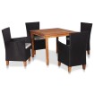 Set de comedor de jardín 5 pzas ratán sintético negro y marrón