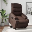 Sillón reclinable elevable eléctrico de cuero sintético marrón