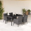 Set de muebles jardín 5 pzas con cojines ratán sintético negro