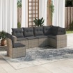 Set de muebles de jardín 6 pzas y cojines ratán sintético gris