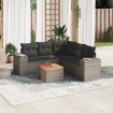 Set de muebles de jardín 6 pzas y cojines ratán sintético gris