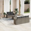 Set de muebles de jardín 6 pzas y cojines ratán sintético gris