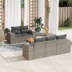 Set de muebles de jardín 6 pzas y cojines ratán sintético gris