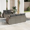 Set de muebles de jardín 6 pzas y cojines ratán sintético gris