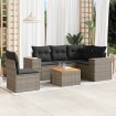 Set de muebles de jardín 6 pzas y cojines ratán sintético gris