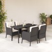 Set de muebles jardín 5 pzas con cojines ratán sintético negro