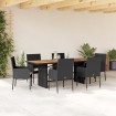 Set de comedor de jardín 7 pzas y cojines ratán sintético negro