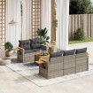 Set de muebles de jardín 6 pzas y cojines ratán sintético gris