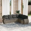 Set de muebles de jardín 6 pzas y cojines ratán sintético gris