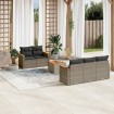 Set de muebles de jardín 6 pzas y cojines ratán sintético gris