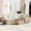 Set sofás de jardín 7 piezas y cojines ratán sintético beige