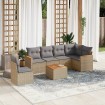 Set sofás de jardín 7 piezas y cojines ratán sintético beige