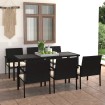 Conjunto de comedor de jardín 7 piezas ratán sintético negro