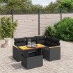 Set de muebles de jardín 5 pzas y cojines ratán sintético negro