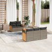 Set de muebles de jardín 6 pzas y cojines ratán sintético gris