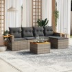 Set de muebles de jardín 6 pzas y cojines ratán sintético gris