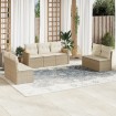 Set sofás de jardín 7 piezas y cojines ratán sintético beige