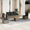 Set de muebles de jardín 6 pzas y cojines ratán sintético gris