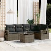 Set de muebles de jardín 6 pzas y cojines ratán sintético gris