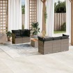 Set de muebles de jardín 6 pzas y cojines ratán sintético gris