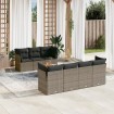 Set de muebles de jardín 6 pzas y cojines ratán sintético gris